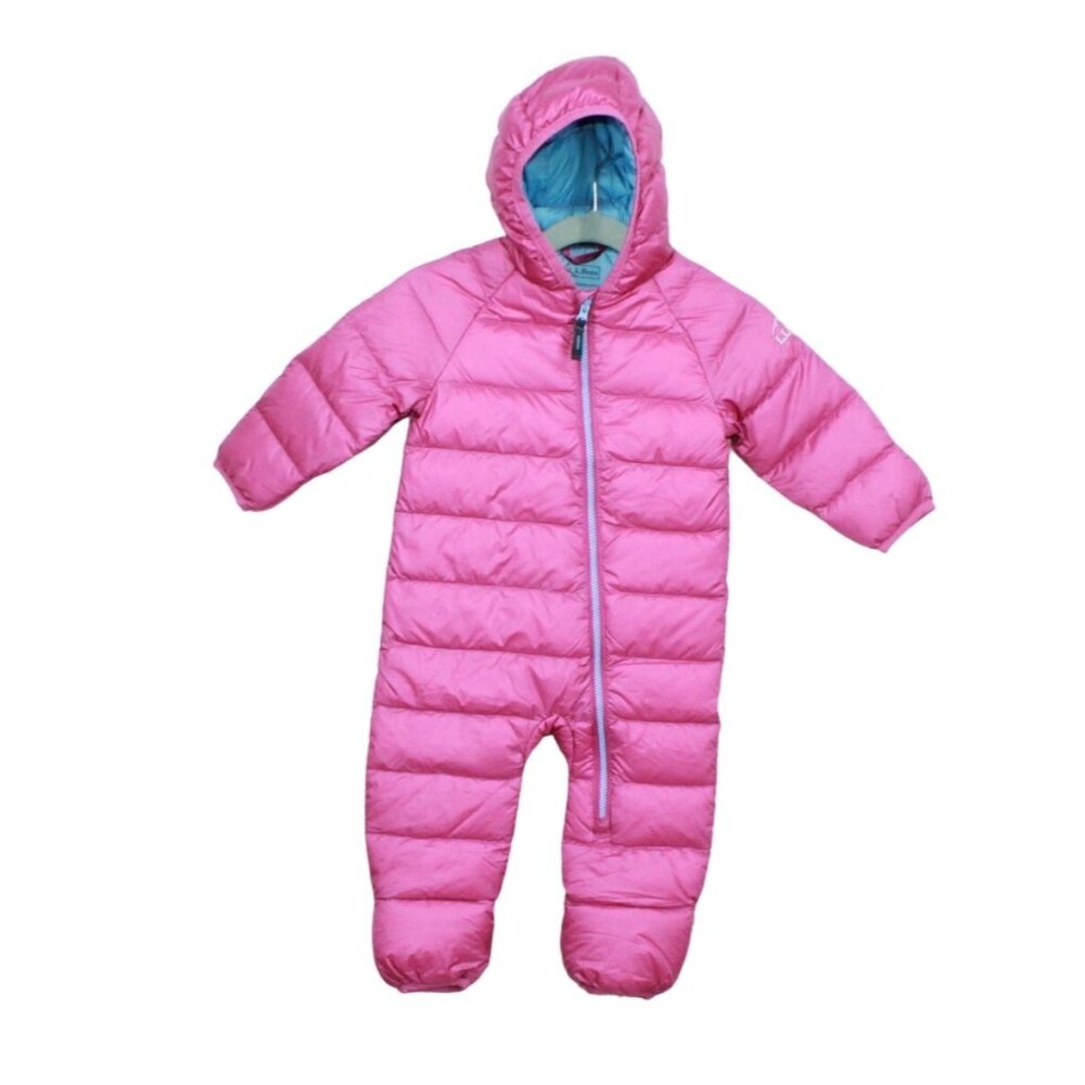 LL Bean Ultralight 650 Down Bunting Quilted Full Zipper Pink 3-6 Mons